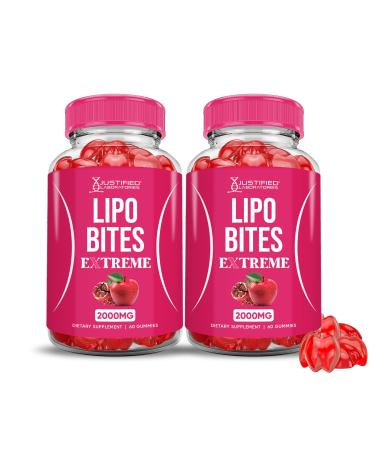 (2 Pack) Lipo Bites ACV Gummies Extreme 2000MG Formula Apple Cider Vinegar Chewies Formulated with Pomegranate Beet Juice Powder B12 Vegan Non GMO 120 Gummys