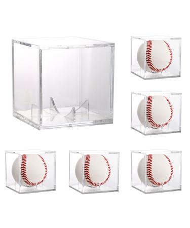 Tebery 6 Pack Acrylic Cube Baseball Holder UV Protected Baseball Display Case Box Clear Square Memorabilia Display Storage Sports Autograph Display Case Fits Official Size Ball