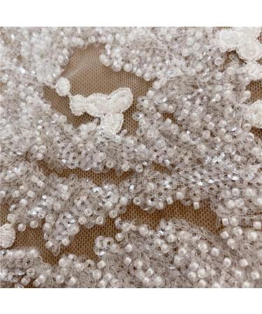 2 Pcs White Sequin Crystal Beaded Appliques - 3D Floral Embroidery Patches for Wedding Dress and DIY Crafts - Buy Online on GoSupps.com