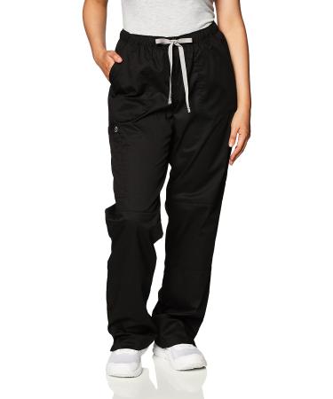 WonderWink Women's Tall-Plus-Size Wonderwork Straight Leg Cargo Scrub Pant Medium Black