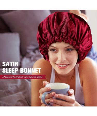 Satin Sleep Cap for Women - Adjustable Large Bonnet for Natural Long and Curly Hair - 4 Pieces - Buy Online on GoSupps.com