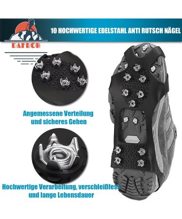 10 Teeth Crampons for Shoes | Anti-Slide Ice Claws for Hiking Snow & Ice | Stainless Steel Shoe Spikes (EU 40-44) - Buy Online on GoSupps.com
