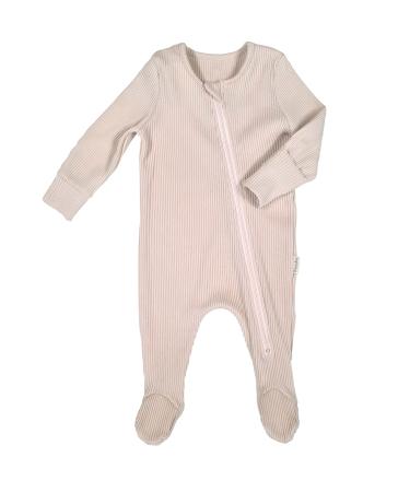 DreamBuy Zip Up Baby Sleepsuits Ribbed Cotton Footed or Footless. Unisex Newborn Clothes Baby boys' clothing and Baby girl clothes 3-6 Months Shortbread