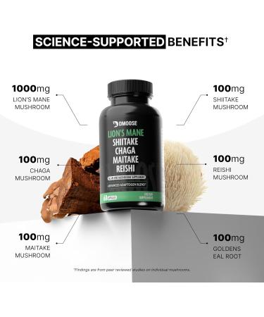Lions Mane Mushroom Complex - 5300 mg Adaptogenic Blend for Memory Focus and Immune Support - 5 in 1 Lionsmane Chaga Maitake Shiitake and Reishi Extract Nootropic Mushroom Supplement Capsules Mushroom Complex 30 Servings - Buy Online on GoSupps.com