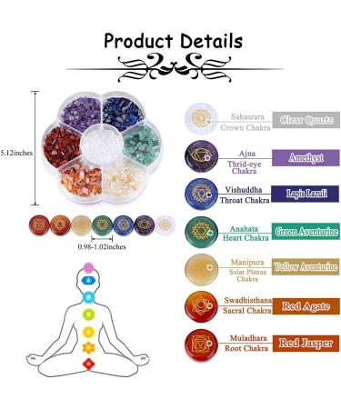 PESOENTH Natural Chakra Stones Set for Reiki & Meditation - 7pcs Engraved Chakra Symbols & Gemstone Clips - Buy Online on GoSupps.com