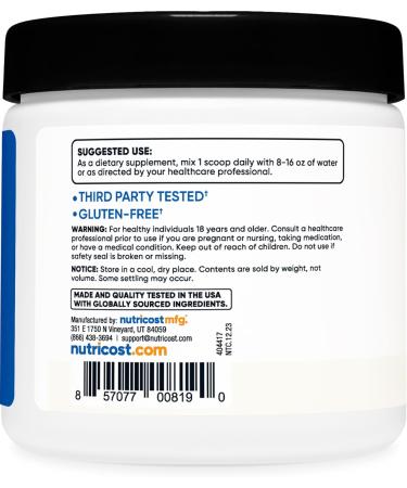 Nutricost BCAA Powder Unflavored - 30 Servings | Vegetarian Non-GMO Gluten Free | Optimal 2:1:1 Ratio - Best for Muscle Recovery - Buy Online on GoSupps.com