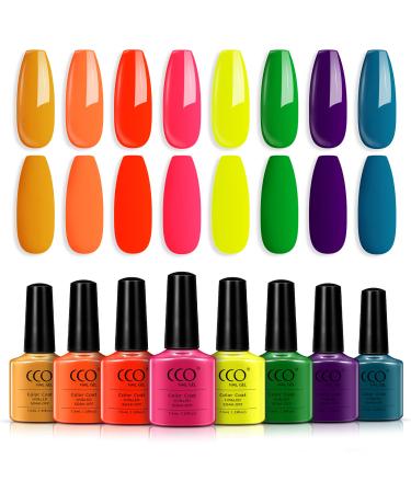 CCO Neon Gel Nail Polish Pink Orange Blue Green Purple Yellow Summer Nail Art Gel Soak off UV LED Long Lasting Varnish Manicure Set Gift Box Elegant Colour