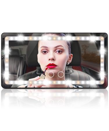 Espejo de tocador con visera solar para autom vil  espejo de maquillaje recargable con 3 modos de luz y 60 LED  espejo cosm tico con clip regulable con pantalla t ctil (negro)