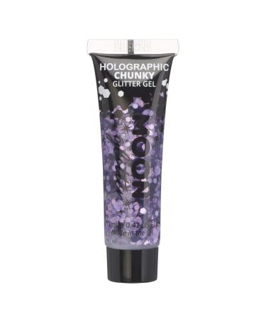 Holographic Chunky Face & Body Glitter Gel by Moon Glitter - Purple - Cosmetic Festival Glitter Face Paint for Face Body Hair Nails - 12ml - Buy Online on GoSupps.com