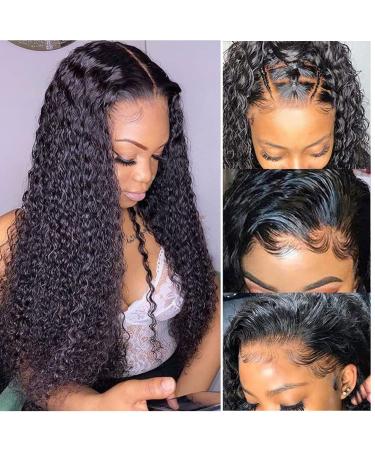 28 Inch Deep Wave Lace Front Wigs Human Hair 13x4 Curly Lace Frontal Wigs For Black Women Wet And Wavy Transparent Glueless Wigs Human Hair Pre Plucked With Baby Hair Natural Hairline 180% Density 28 Inch Natural Color