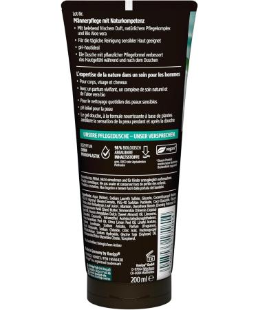 Kneipp MEN 3in1 caring shower gel Sensitiv for skin hair and face organic aloe vera skinsoothing shower experience 200 ml - Buy Online on GoSupps.com