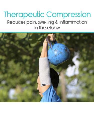 Bamboo Charcoal Compression Elbow Sleeve (Pair) for Tendonitis Recovery & Joint Pain Relief - Ideal Support for Golfers, Tennis, Weightlifting - Men & Women (Gray, S/M) - Buy Online on GoSupps.com