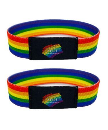 OralGos Set of 2 Comfortable Rainbow Hand Chains Stylish Unisex Bracelet Colorful Handwoven Elastic Bangle Ornament Black