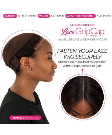 Milano 2-in-1 Lace Gripcap & Adjustable Velvet Wig Band Secure No-Slip Wig Accessory in Chocolate Brown (2 Pack) for All-Day Comfort & Seamless Transitions - Buy Online on GoSupps.com