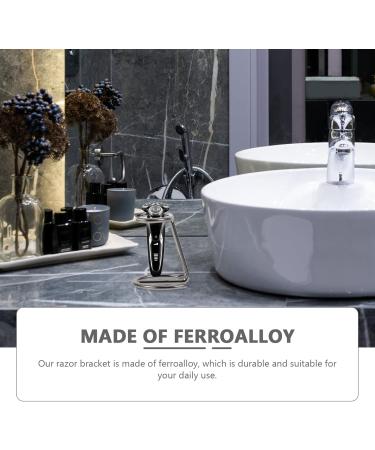 Premium Metal Safety Razor Stand - Non-Slip Beard Razor Holder & Shaving Brush Stand for Men - Gray Skin Care Accessory - Buy Online on GoSupps.com