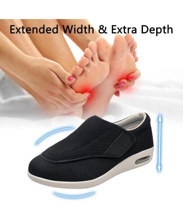 MEJORMEN Women Diabetic Shoes Extra Wide Width Adjustable Strap | Lightweight Breathable Mesh Sneakers for Elderly | Black - Size 8 - Buy Online on GoSupps.com