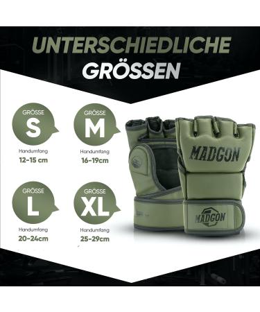 Madgon Premium MMA Gloves - Ultimate Sparring & Grappling Gear for Men & Women | Olive/Black | Ideal for Krav Maga Muay Thai Punching Bag - Buy Online on GoSupps.com