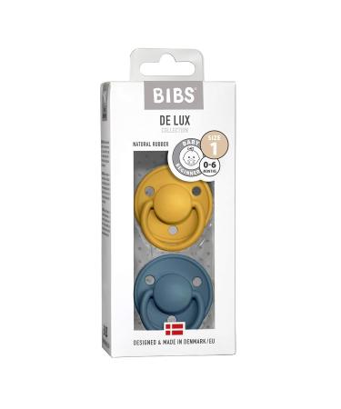 Buy BIBSE de Lux BPA-Free Cherry Shape Pacifier 2-Pack | Natural Rubber & Latex | Made in Denmark | 0-6 Months | Mustard & Petrol - Buy Online on GoSupps.com