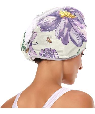 Super Absorbent Cartoon Purple Butterfly & Flowers Hair Towel 2 Pack - Quick Dry Turbans for Women & Girls - Buy Online on GoSupps.com