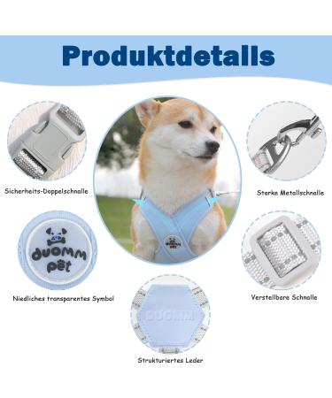 Buy Dog Harness for Small Dogs - No Pull Reflective Soft Vest & Leash - Safe & Comfortable - Blue - Buy Online on GoSupps.com