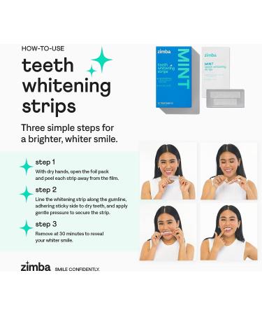 Zimba Vegan Teeth Whitening Strips for Sensitive Teeth - Stain Remover & Whitener - Mint, Spearmint, Wintergreen - 84 Strips - Buy Online on GoSupps.com
