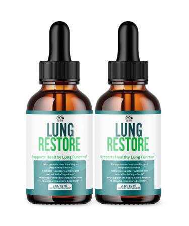 (2 Pack) Lung Restore Drops Official LungRestore Liquid Supplement Drops with All Natural Ingredients Lung Restore Advanced Lungs Wellness Support with Premium Vitamins for Women & Men (60 Servings)