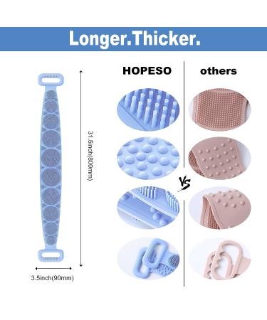 HOPESO Silicone Back Scrubber for Shower - Grass Blue Upgraded Version | Easy to Clean, Exfoliate, Improve Blood Circulation - Buy Online on GoSupps.com