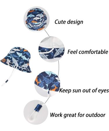 LANGZHEN Navy Shark Beach Sun Protection Hat for Baby Girls | Adjustable Toddler Kids Wide Brim Play Hat | 2-4 Years - Buy Online on GoSupps.com