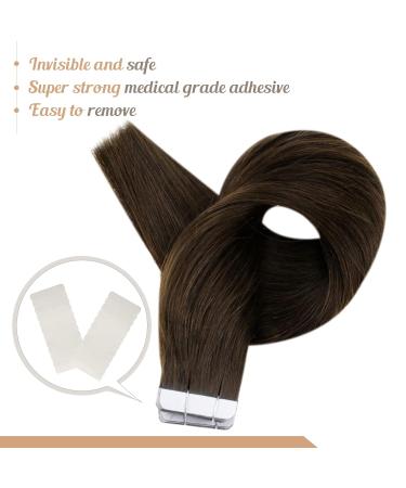 FSHINE Real Hair Extensions Tape - Dark Brown 45cm 50g 20 Pieces - Invisible Real Hair #2 Tapes - Buy Online on GoSupps.com