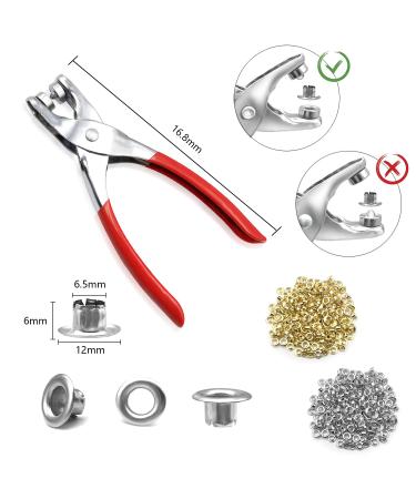 401Pcs 1/4 Inch Grommet Eyelet Plier Set  Grommet Tool Kit with 400 Metal Eyelets in Gold and Silver  Eyelet Grommets  Eyelet Hole Punch Pliers Kit for Leather/Clothes/Shoes/Belts/Fabric - Buy Online on GoSupps.com