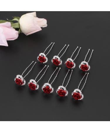 10 Crystal Rhinestone Flower Hairpins - Bridal & Wedding Hair Accessories - Buy Online on GoSupps.com