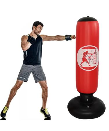 Inflatable Punching Bags for Kids and Adults Boxing ,Practicing Karate, Taekwondo,Free Standing Ninja Boxing Bag ,63 Inch red