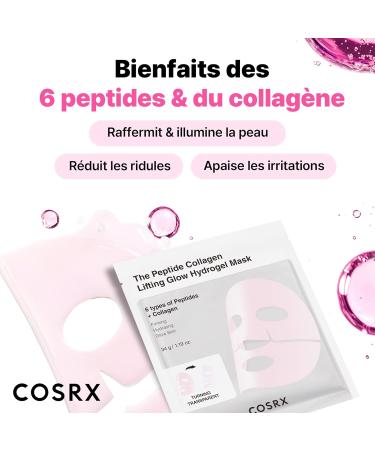 COSRX The Peptide Collagen Lifting Glow Masques Hydrogel Visage Soin de la Peau 3 Pi ces Masque Visage au Collag ne Essentiels de Voyage Masque de Nuit Soins Cor ens de la Peau Korean Skincare - Buy Online on GoSupps.com
