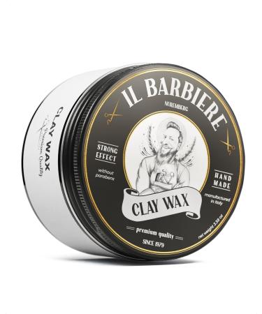 IL Barbiere Clay Wax Pomade water -based - natural hair wax matt very strong hold pomade men hair wax men without parabens silicone -free handmade for a unique look 100ml 100 g (1 Pack) clay wax