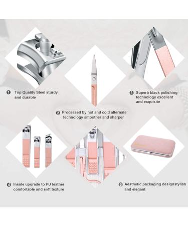 10-Part Manicure & Pedicure Set - Nail Care Kit with Scissors & Clippers | Travel Beauty Essentials (Pink) - Buy Online on GoSupps.com