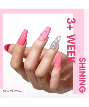 Gellen Gel Nail Polish Kit - 6 Stunning Colors Baby Pink Burgundy Rose Red Glitter Silver Gel Polish Set White Glitter Gel Polish Soak Off LED Gel Polish for Women Pageant Queen - Buy Online on GoSupps.com