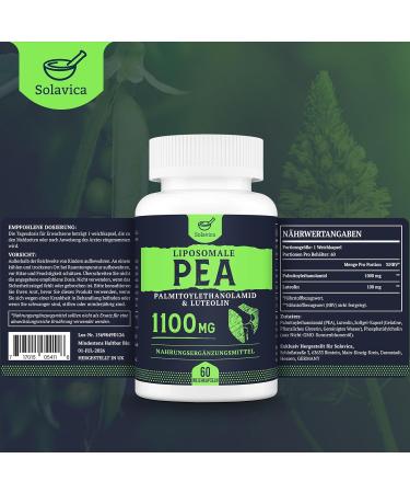 Palmitoylethanolamide (PEA) Liposome 1100mg with Luteolin Micronized PEA - High Purity Super Absorption and Optimum Effectiveness 60 Softgels - Buy Online on GoSupps.com