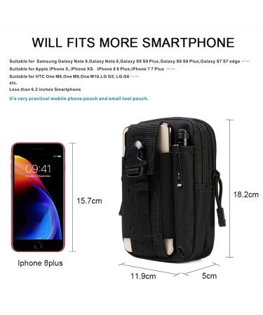 Flintronic Tactical Hip Pockets | Military Compact Belt Pocket Bag for Camping Hiking Cycling & Travel with Carabiners - Black - Buy Online on GoSupps.com