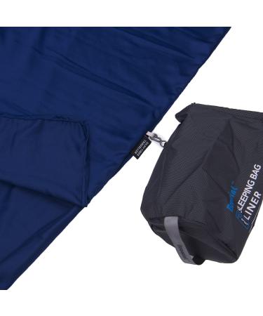 Browint Premium Sleeping Bag Liner | All Around Two-Way Zippers | Extra Wide 87x41 | Breathable Lightweight Travel Sheet | Multifunctional for Camping & Hotel | All Seasons, Navy Blue - Buy Online on GoSupps.com