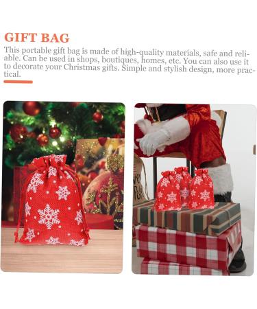 KOMBIUDA 10pcs Snowflake Burlap Bag Christmas Holiday Pouch Candy Storage Holder Drawstring Bag 14X10X0.3CM Red - Buy Online on GoSupps.com
