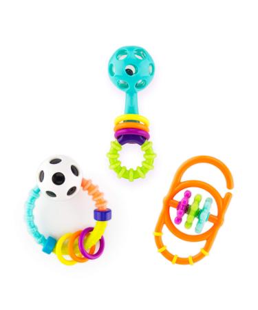 Sassy My First Rattles Newborn Gift Set with 3 Soft and Flexible Rattles, Ages 0+ Months Multi