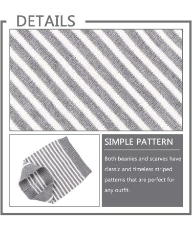XIAOHAWANG Striped Winter Baby Beanie & Scarf Set for Kids 9-24 Months - Gray - Buy Online on GoSupps.com