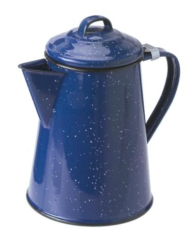 GSI Outdoors Enamel Coffee Pot to Store Hot Coffee, Tea for Camping & Farmhouse - 8 Cup Blue 8 cup
