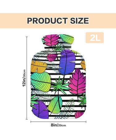 Mnsruu 2L Hot Water Bottle with Soft Cover - Colorful Leaves Design | Great Gift for Women & Kids - Perfect for Christmas - Buy Online on GoSupps.com