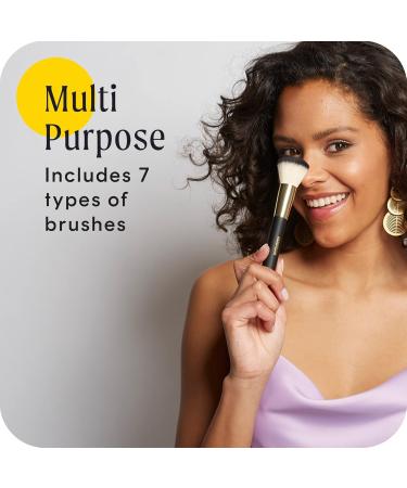 Cosmopolitan Makeup Brushes Make Up Brush Set of 7 Eyeshadow Brushes Bronzer Brush Contour Brush Blusher Brush Powder Brush Blending Brush Travel or Gift Set Silky Soft Bristles Black & Gold - Buy Online on GoSupps.com