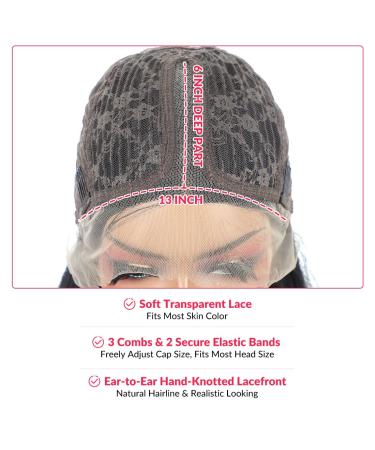 Lsybeauty Synthetic 37 Inch Long Straight Lace Front Wig for Women - 180% Density, Deep Middle Part, Heat Resistant Fiber - Black Glueless Hair Replacement with Baby Hair - Buy Online on GoSupps.com