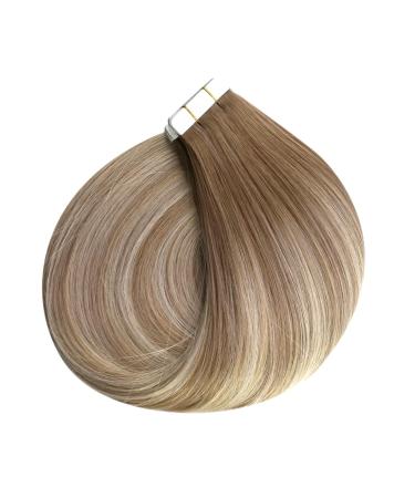 Ugeat Real Hair Extensions - Light Brown & Blonde Ombre Tape-In Extensions | 20 Pieces 45cm 50g - Invisible Balayage #9a/60/9a - Buy Online on GoSupps.com