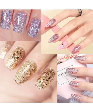Glitter Nail Polish Set - Reflective Glitter Nail Varnish Sets - 5 Colours Sparkly Shiny Nail Polish Kit - Quick Dry Nail Varnish Gift Sets - No Need Baking Nail Polish for DIY Nail Art Sparkly pink+blue+red+gold+purple - Buy Online on GoSupps.com