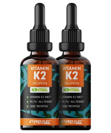 Vitamin K2 drops high dose 3600x (2x50ml) - 200 g vitamin K2 MK7 K2Vital Premium Vitamin K2 high dose from Kappa with 99.7+% all -trans content - laboratory test 100% vegan 2x 50 ml (3600 drops)