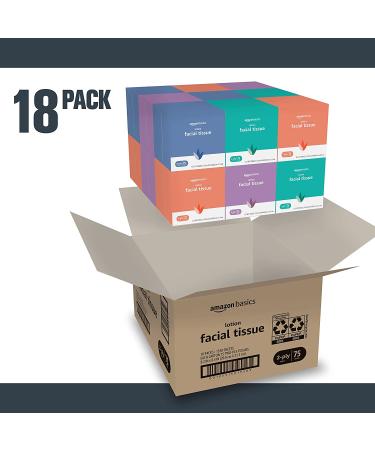 Amazon Basics Ultra Facial Tissue with Lotion - 18 Cube Boxes (1350 Tissues Total) - Buy Online on GoSupps.com